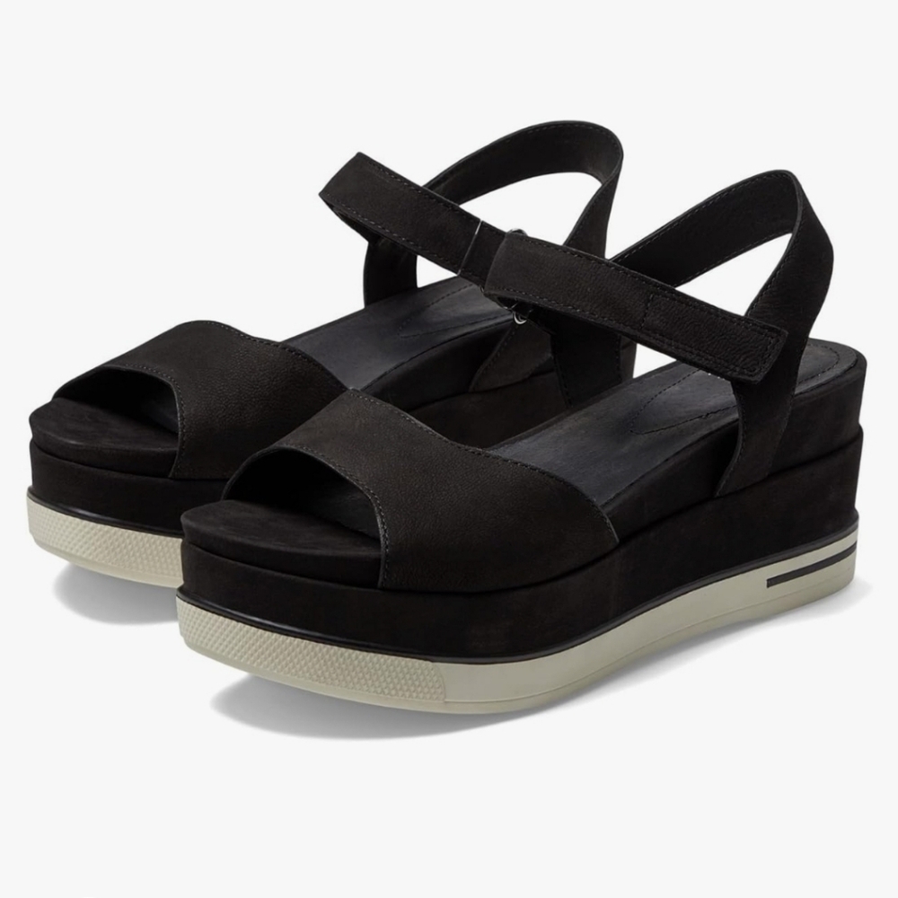 Eileen Fisher wedge sandal, suede nubuck, 8.5
